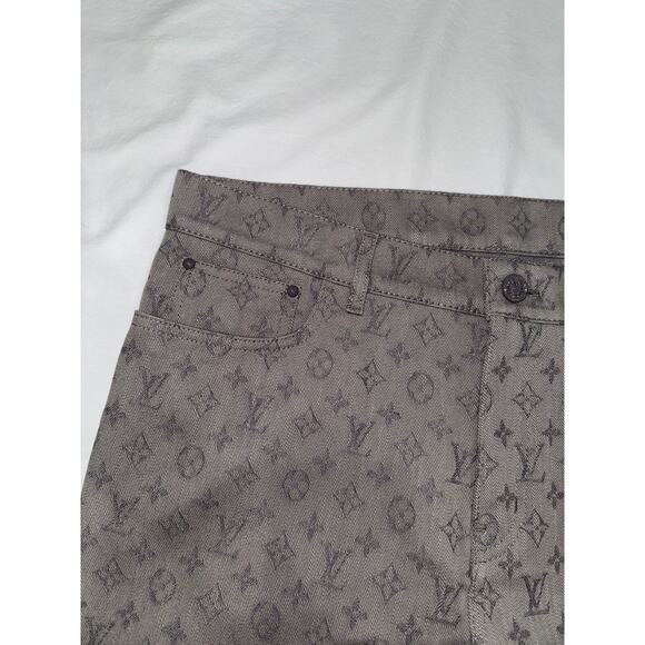 Louis Vuitton DL0 Monogram Slim Jeans All Over Logo Grey Denim Classic Pants 34 - Picture 7 of 15